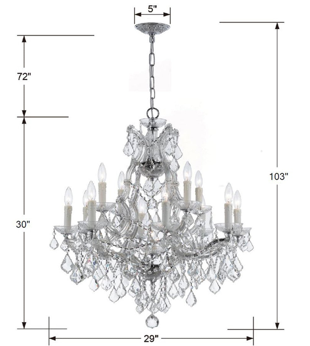 Crystorama - 4412-CH-CL-I - 13 Light Chandelier - Maria Theresa - Polished Chrome