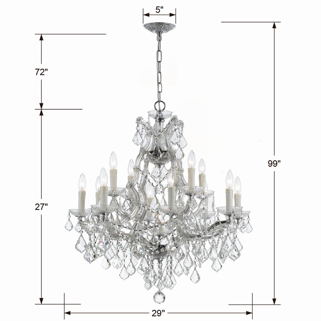 Crystorama - 4412-CH-CL-S - 13 Light Chandelier - Maria Theresa - Polished Chrome