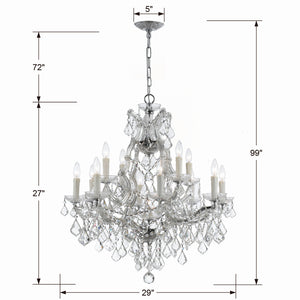 Crystorama - 4412-CH-CL-SAQ - 13 Light Chandelier - Maria Theresa - Polished Chrome