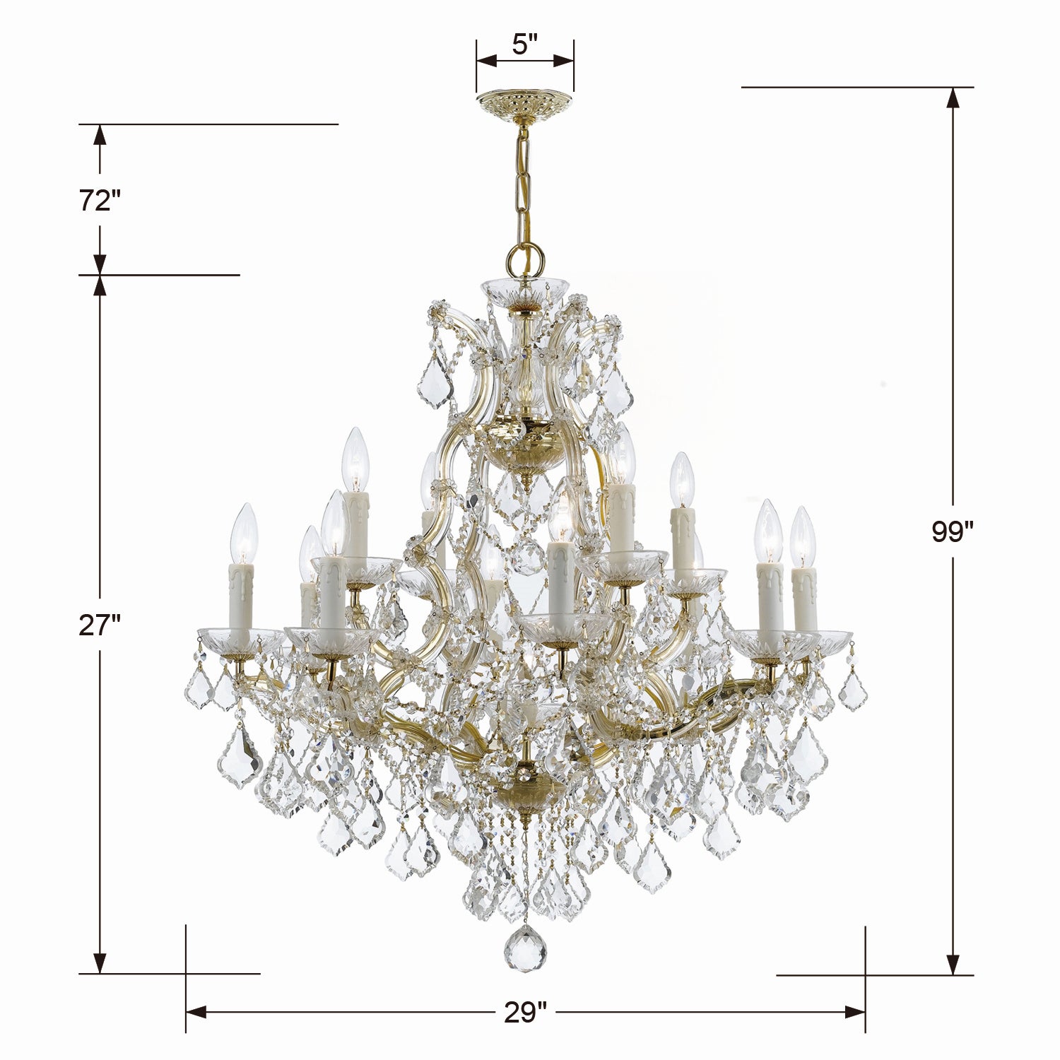 Crystorama - 4412-GD-CL-S - 13 Light Chandelier - Maria Theresa - Gold