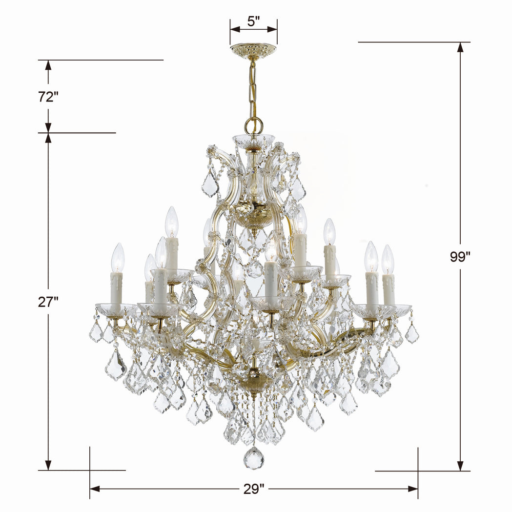 Crystorama - 4412-GD-CL-SAQ - 13 Light Chandelier - Maria Theresa - Gold