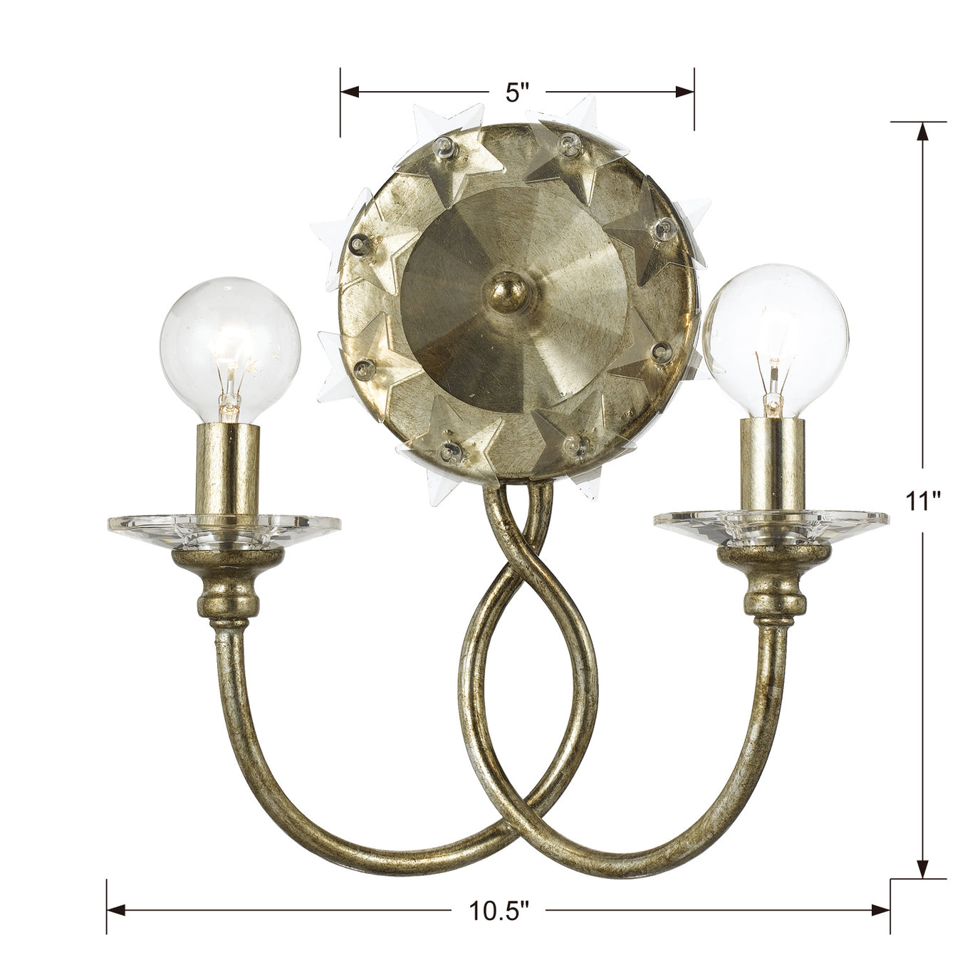 Crystorama - 442-SA - Two Light Wall Sconce - Willow - Antique Silver