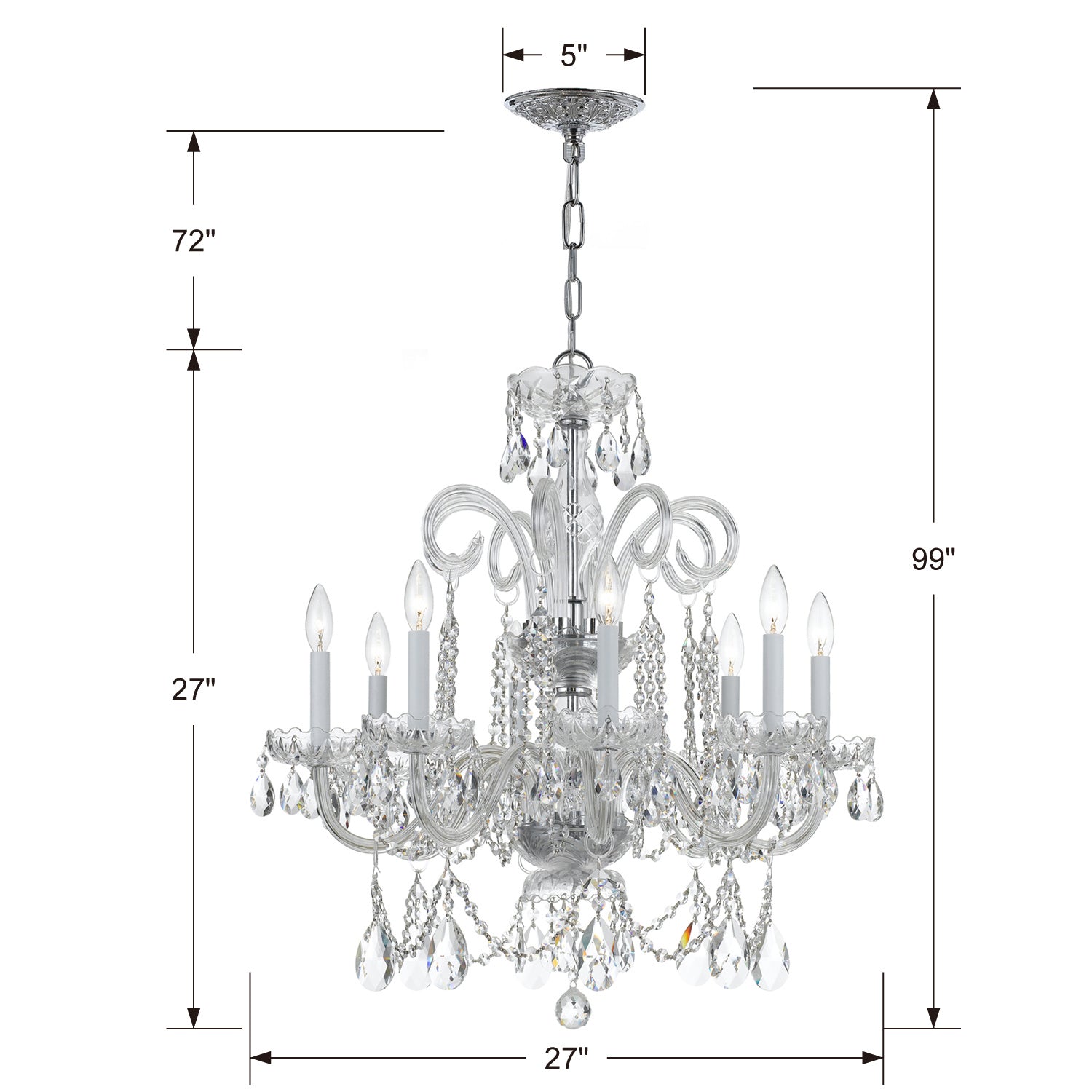 Crystorama - 5008-CH-CL-S - Eight Light Chandelier - Traditional Crystal - Polished Chrome