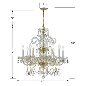 Crystorama - 5008-PB-CL-SAQ - Eight Light Chandelier - Traditional Crystal - Polished Brass