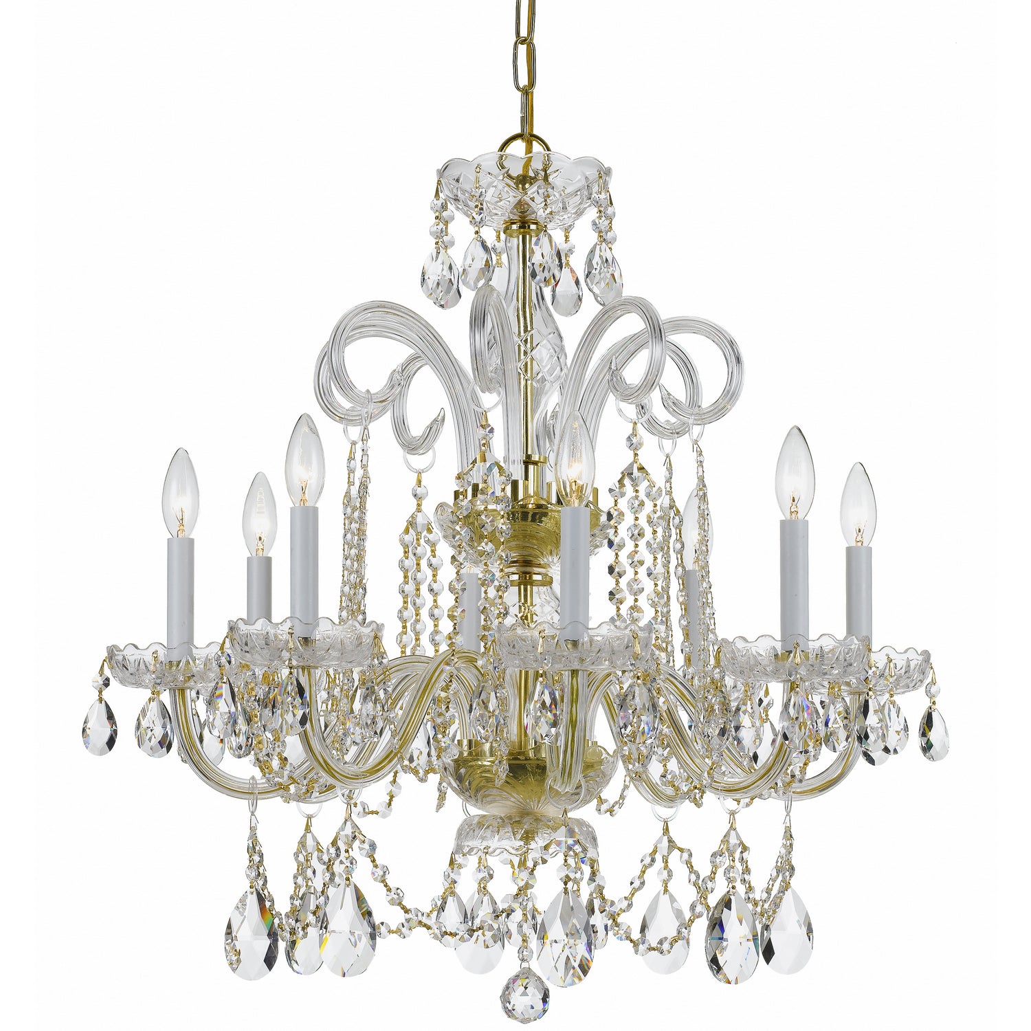 Crystorama - 5008-PB-CL-SAQ - Eight Light Chandelier - Traditional Crystal - Polished Brass