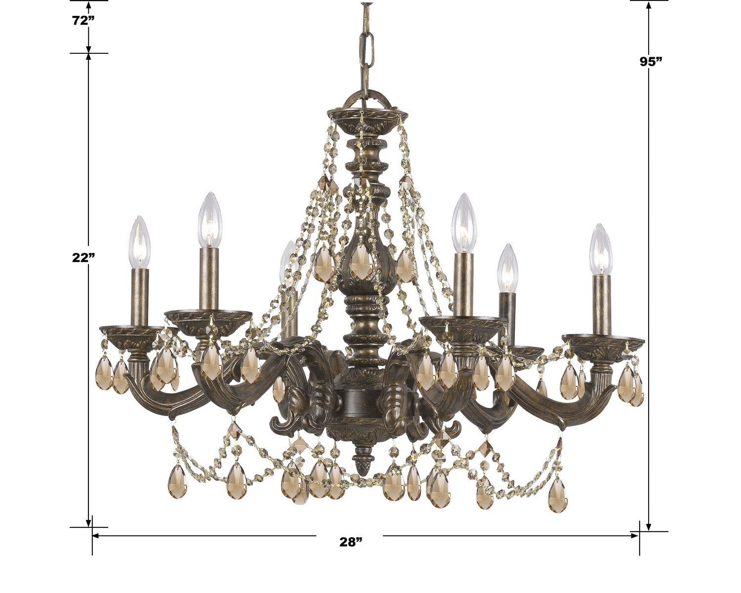 Crystorama - 5026-VB-GT-MWP - Six Light Chandelier - Paris Market - Venetian Bronze