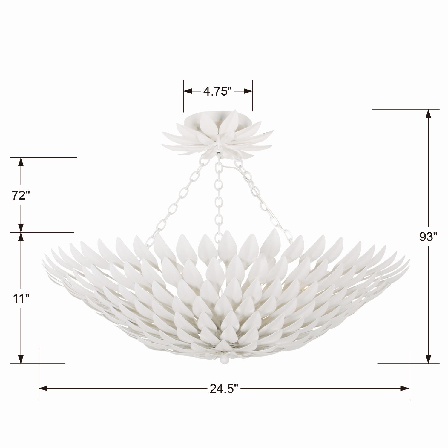 Crystorama - 517-MT_CEILING - Six Light Semi Flush Mount - Broche - Matte White