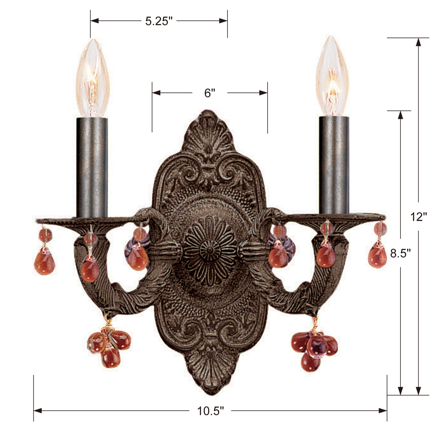 Crystorama - 5200-VB-AMBER - Two Light Wall Sconce - Paris Market - Venetian Bronze