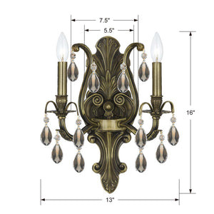 Crystorama - 5563-AB-GT-MWP - Two Light Wall Sconce - Dawson - Antique Brass