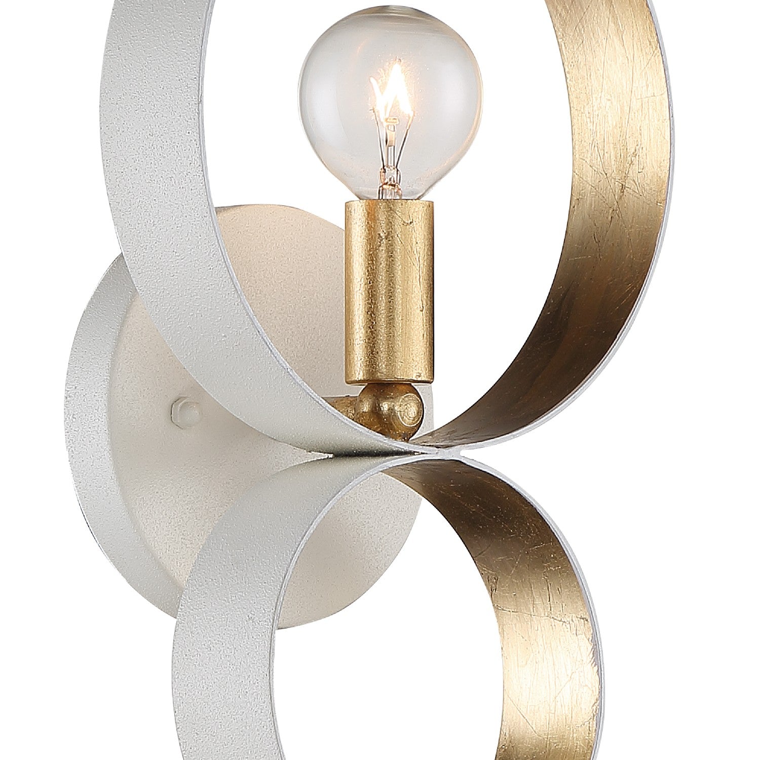 Crystorama - 581-MT-GA - One Light Wall Sconce - Luna - Matte White / Antique Gold