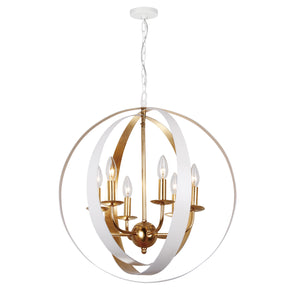 Crystorama - 585-MT-GA - Six Light Chandelier - Luna - Matte White / Antique Gold