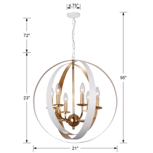 Crystorama - 585-MT-GA - Six Light Chandelier - Luna - Matte White / Antique Gold