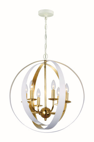 Crystorama - 585-MT-GA - Six Light Chandelier - Luna - Matte White / Antique Gold