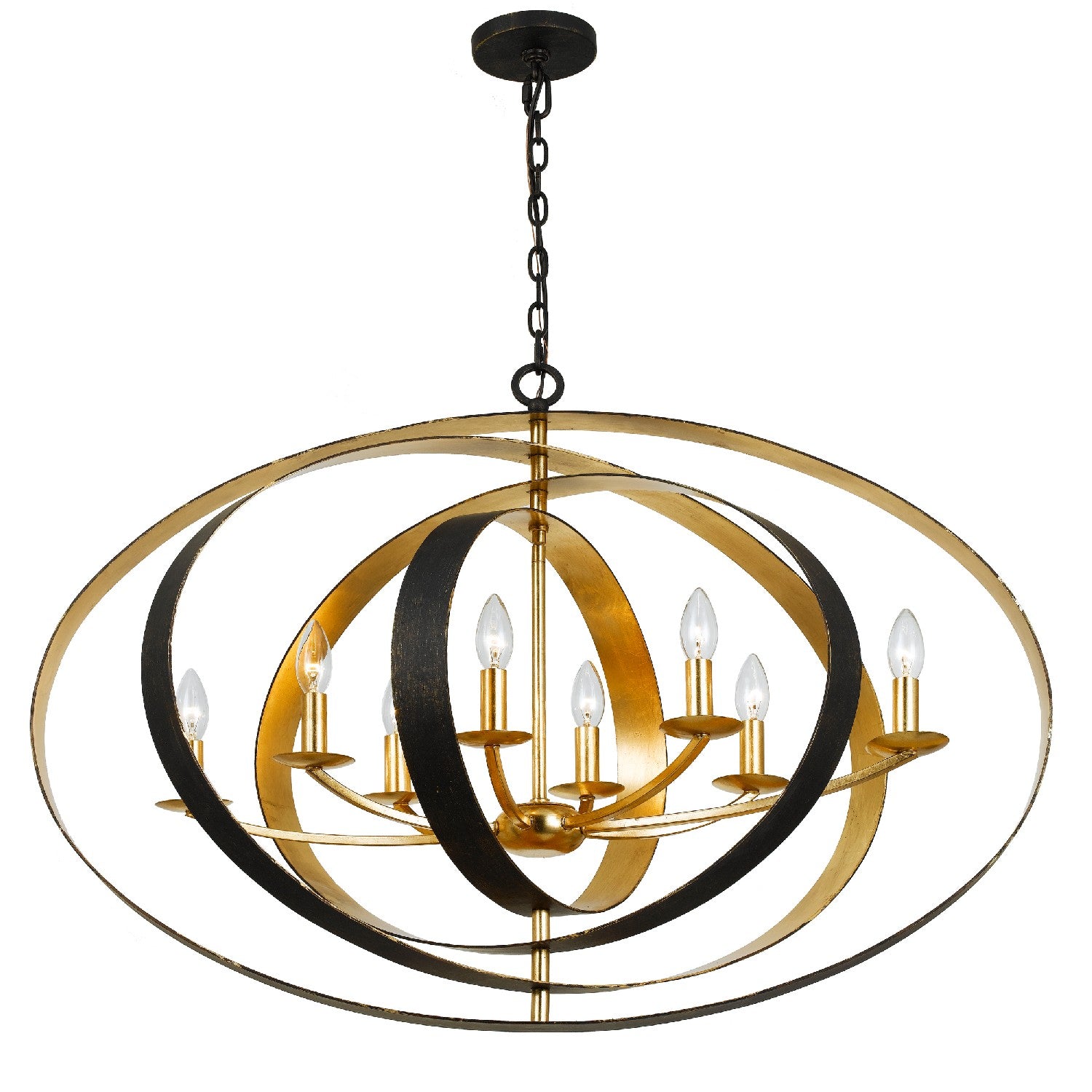 Crystorama - 588-EB-GA - Eight Light Chandelier - Luna - English Bronze / Antique Gold