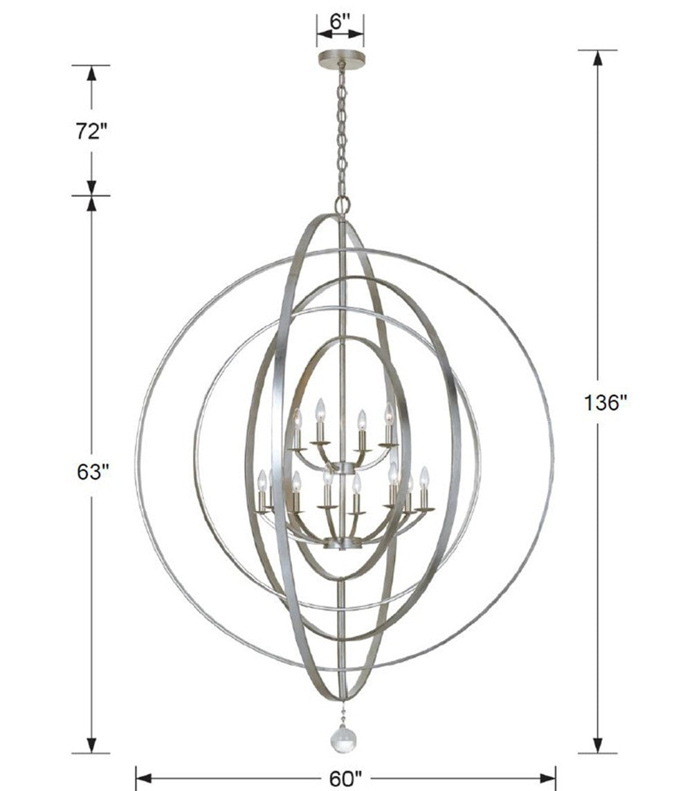 Crystorama - 590-SA - 12 Light Chandelier - Luna - Antique Silver