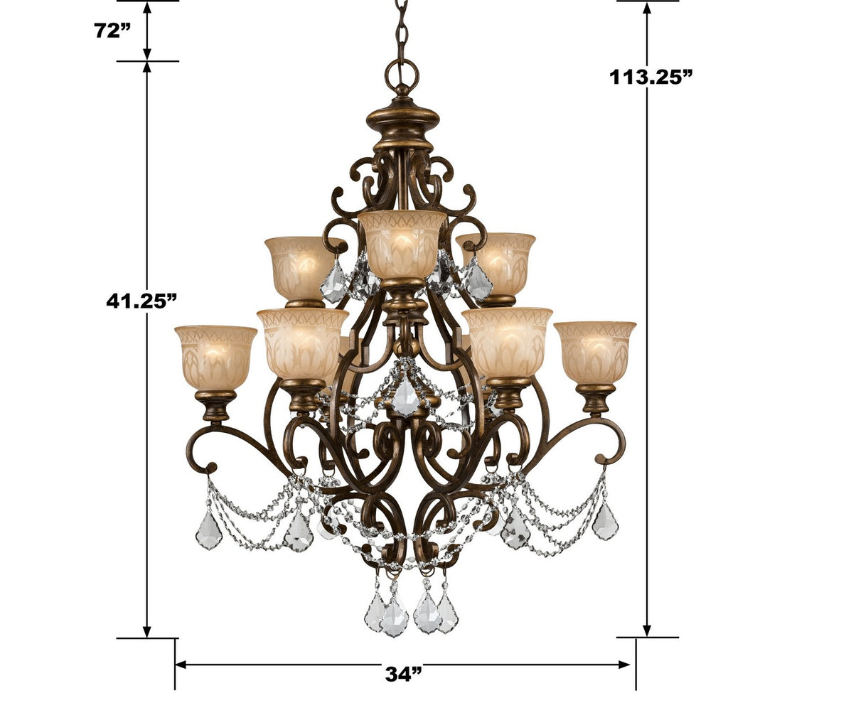 Crystorama - 7509-BU-CL-I - Nine Light Chandelier - Norwalk - Bronze Umber