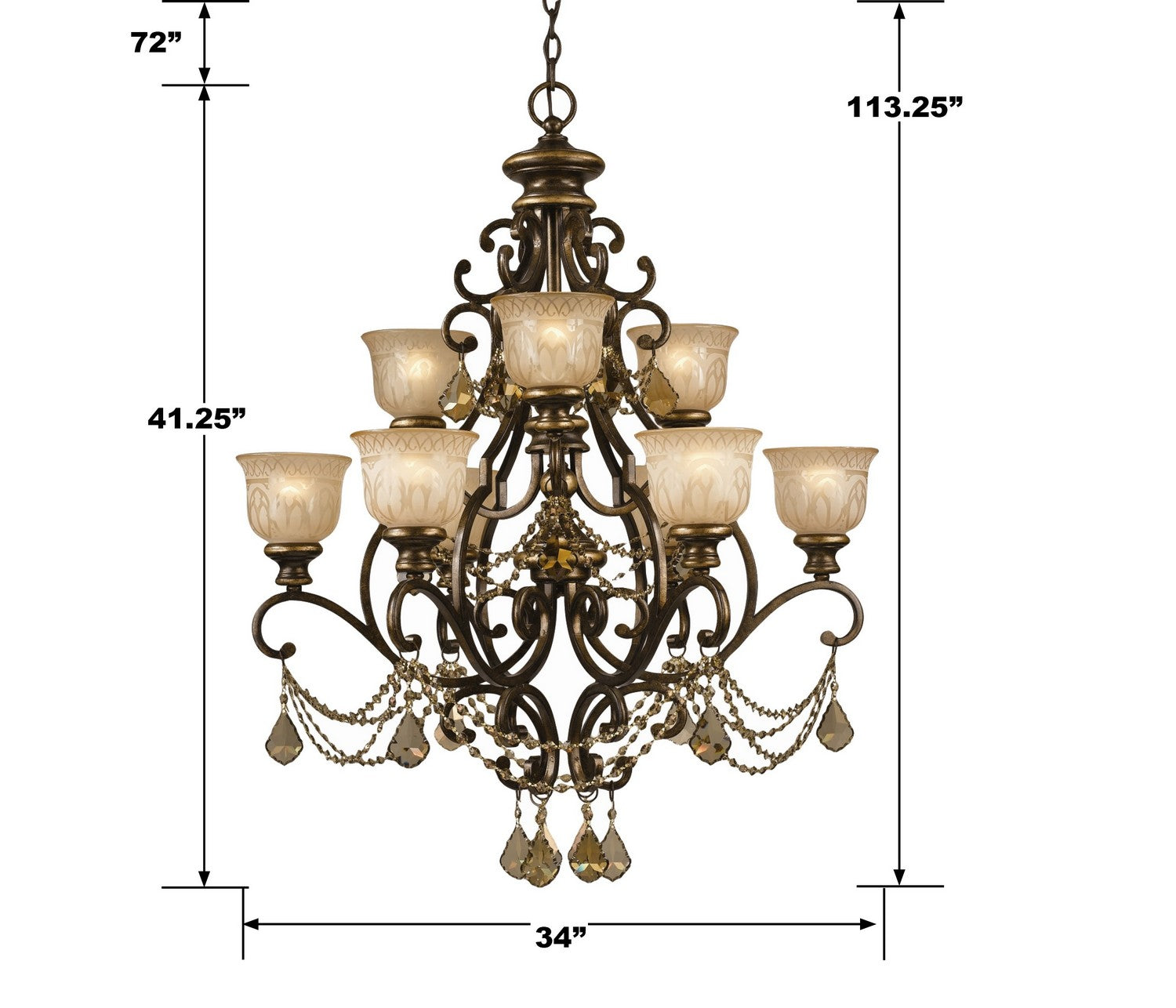 Crystorama - 7509-BU-GT-MWP - Nine Light Chandelier - Norwalk - Bronze Umber