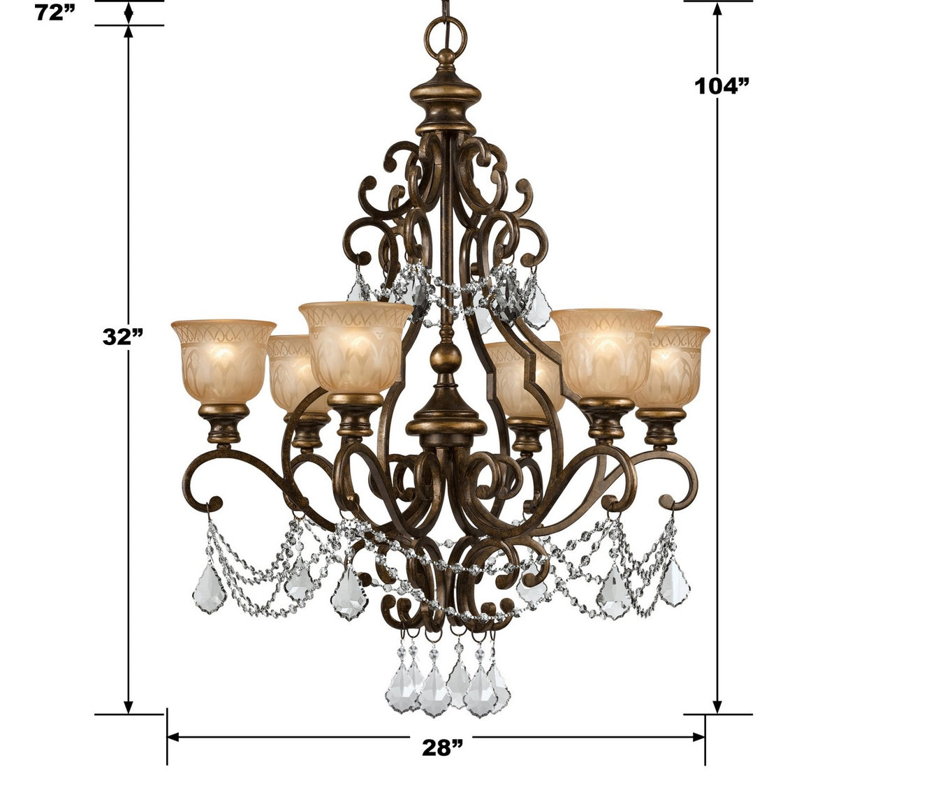 Crystorama - 7516-BU-CL-MWP - Six Light Chandelier - Norwalk - Bronze Umber