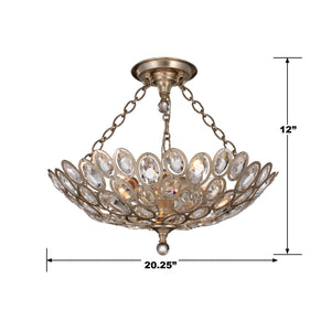 Crystorama - 7584-DT_CEILING - Three Light Semi Flush Mount - Sterling - Distressed Twilight