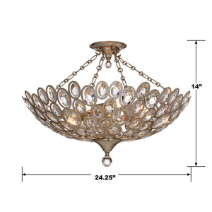 Crystorama - 7587-DT_CEILING - Five Light Semi Flush Mount - Sterling - Distressed Twilight