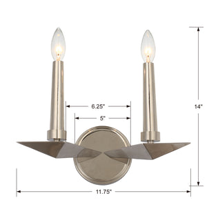 Crystorama - 7592-PN - Two Light Wall Sconce - Palmer - Polished Nickel