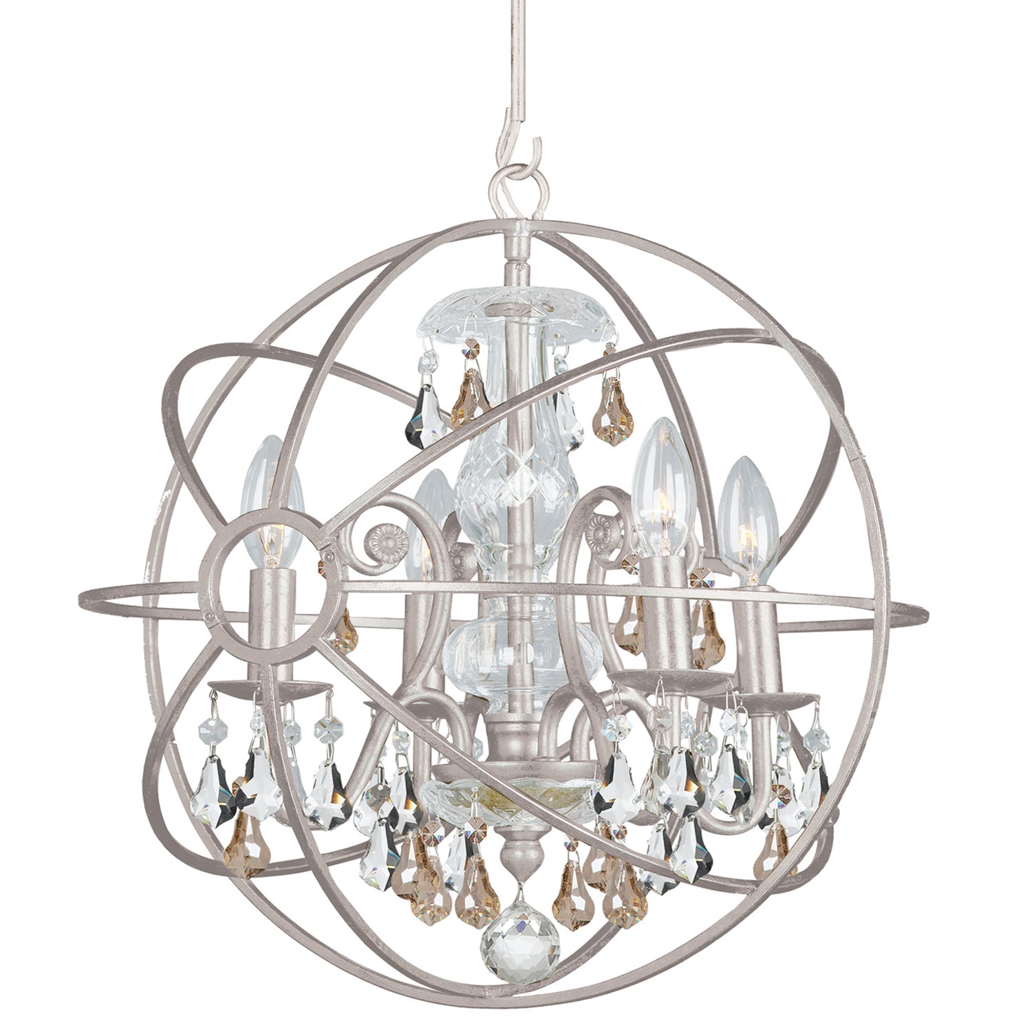 Crystorama - 9025-OS-GS-MWP - Four Light Mini Chandelier - Solaris - Olde Silver