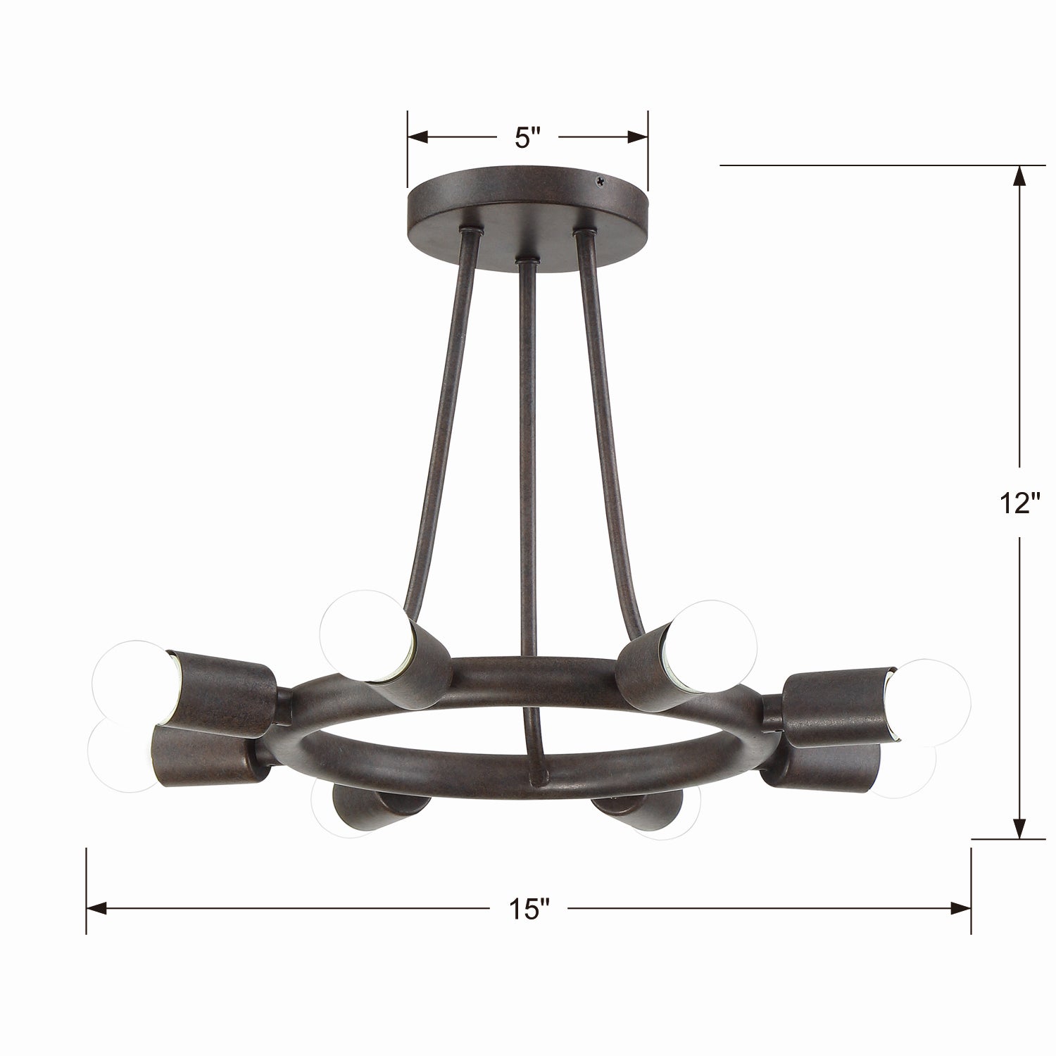 Crystorama - 9043-CZ - Eight Light Semi Flush Mount - Dakota - Charcoal Bronze