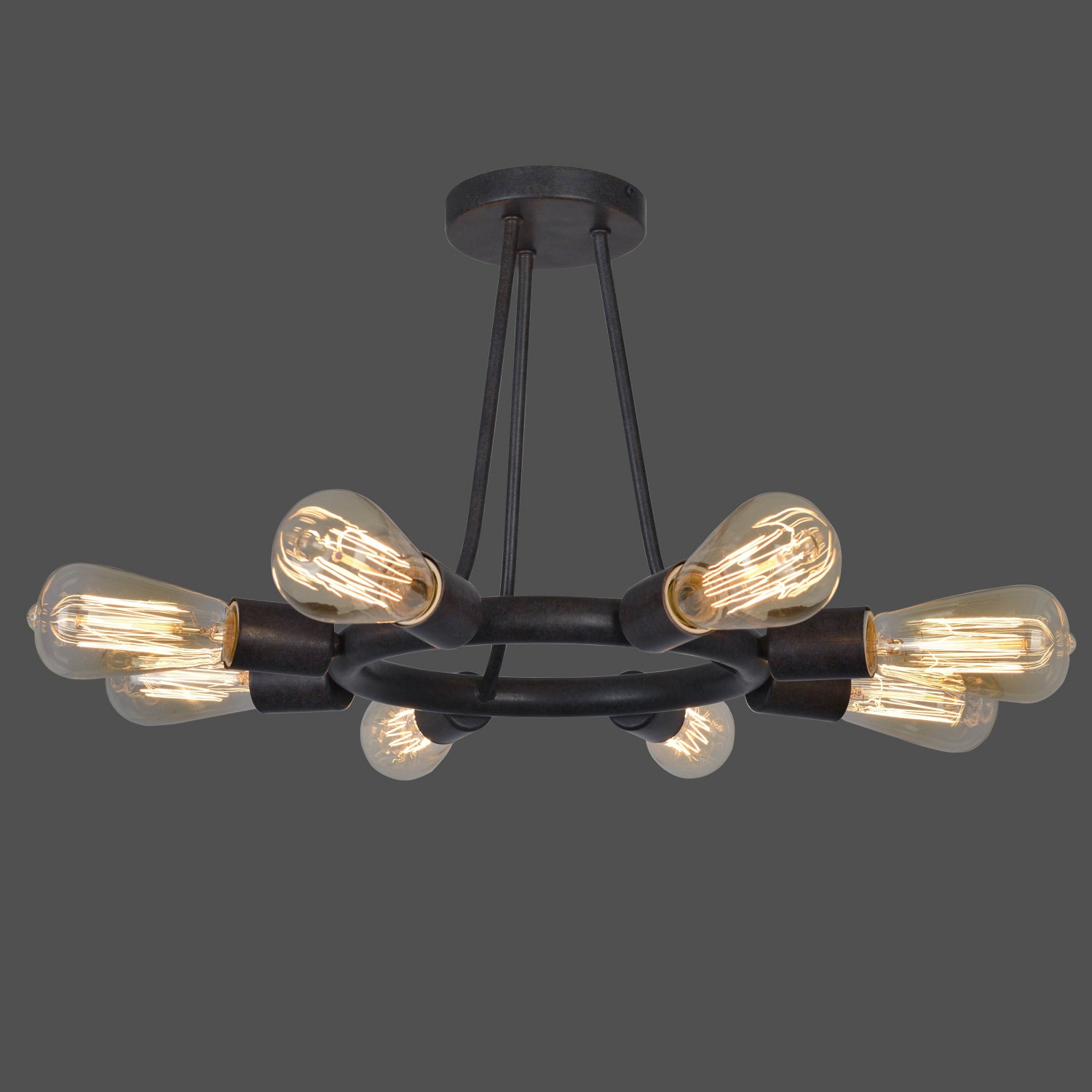 Crystorama - 9043-CZ - Eight Light Semi Flush Mount - Dakota - Charcoal Bronze