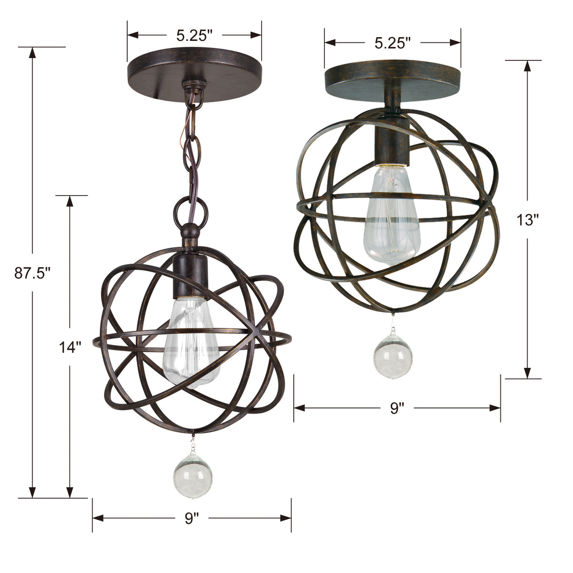 Crystorama - 9220-EB_CEILING - One Light Semi Flush Mount - Solaris - English Bronze