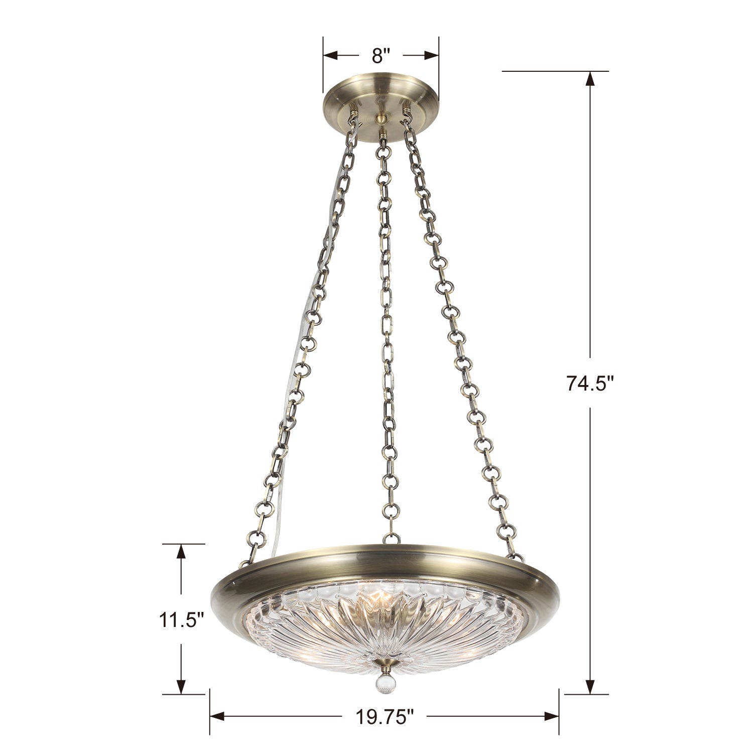 Crystorama - 9943-AB - Three Light Mini Chandelier - Celina - Antique Brass