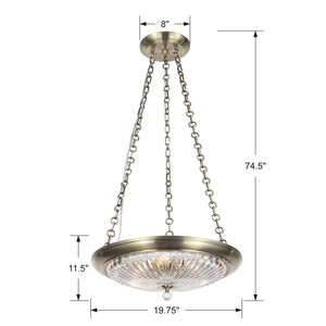 Crystorama - 9943-AB - Three Light Mini Chandelier - Celina - Antique Brass