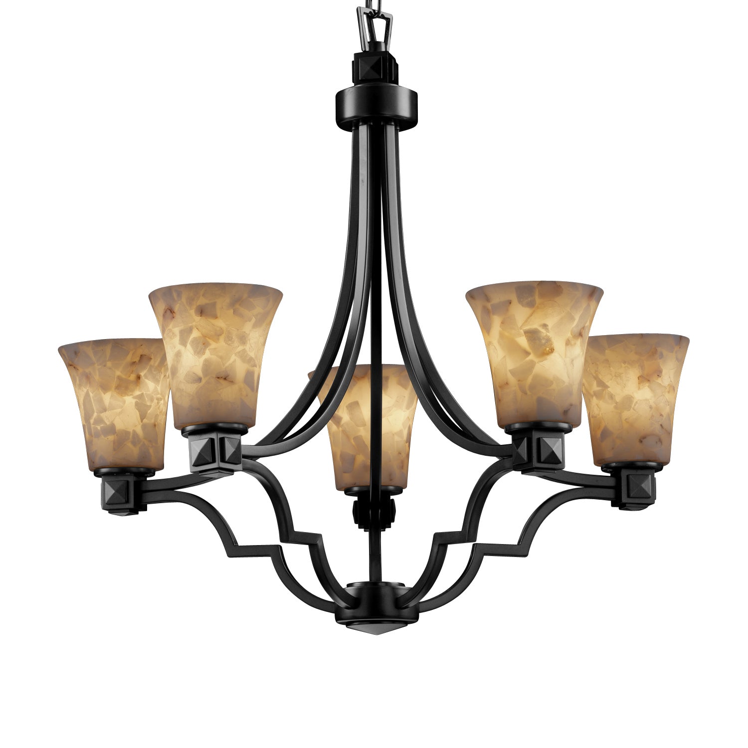 Justice Designs - ALR-8500-20-DBRZ - Five Light Chandelier - Alabaster Rocks - Dark Bronze