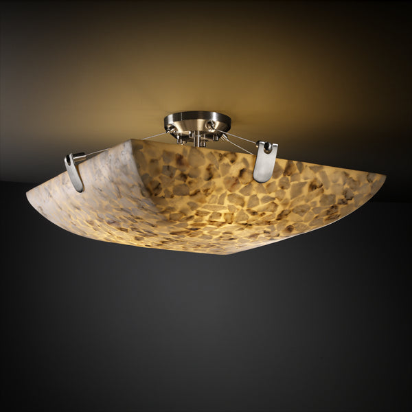 Justice Designs - ALR-9611-25-NCKL-LED3-3000 - LED Semi-Flush Mount - Alabaster Rocks - Brushed Nickel