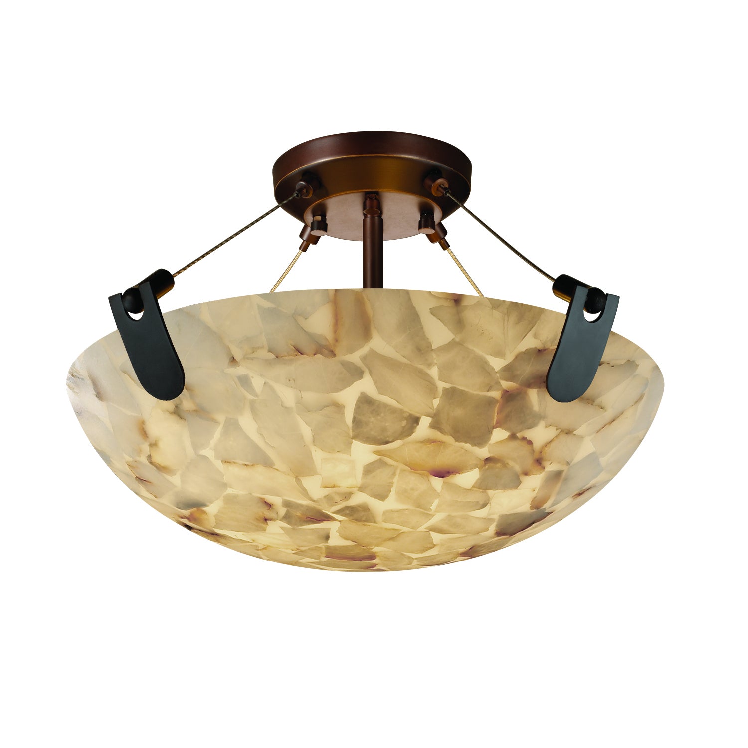 Justice Designs - ALR-9611-35-DBRZ-LED3-3000 - LED Semi-Flush Mount - Alabaster Rocks - Dark Bronze