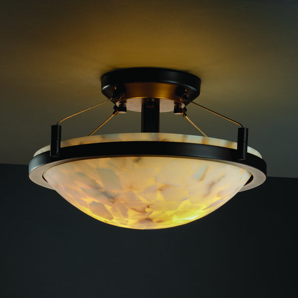 Justice Designs - ALR-9680-35-DBRZ-LED2-2000 - LED Semi-Flush Mount - Alabaster Rocks - Dark Bronze