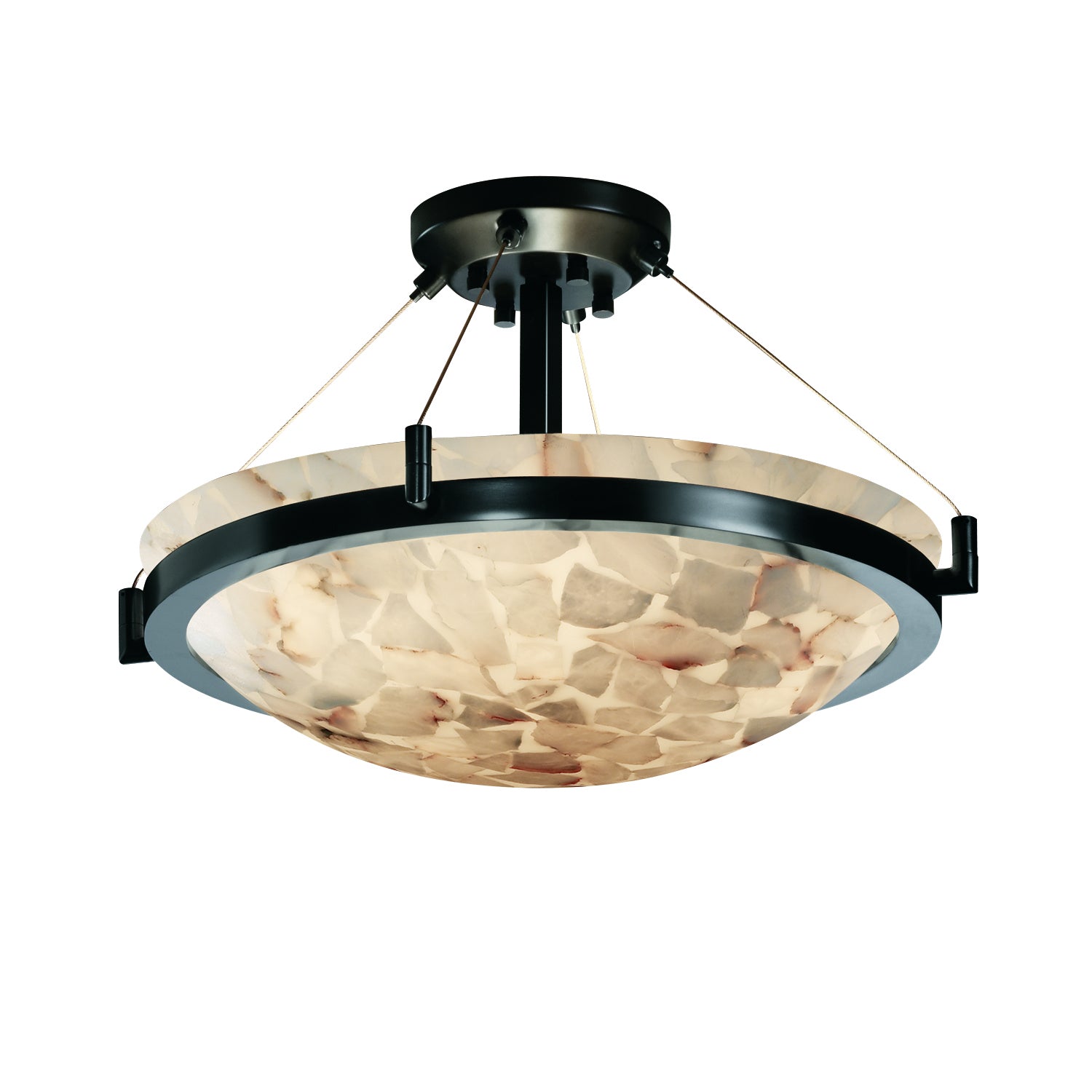 Justice Designs - ALR-9681-35-MBLK-LED3-3000 - LED Semi-Flush Mount - Alabaster Rocks - Matte Black