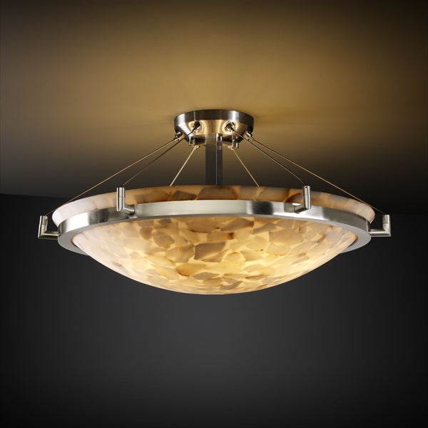 Justice Designs - ALR-9681-35-NCKL-LED3-3000 - LED Semi-Flush Mount - Alabaster Rocks - Brushed Nickel