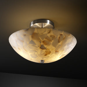 Justice Designs - ALR-9690-35-NCKL-LED2-2000 - LED Semi-Flush Mount - Alabaster Rocks - Brushed Nickel