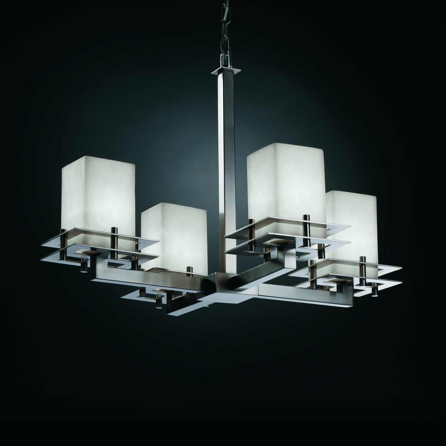 Justice Designs - CLD-8100-15-NCKL - Four Light Chandelier - Clouds - Brushed Nickel