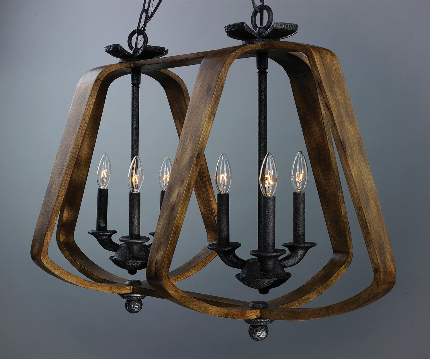 Maxim - 20927BWIO - Six Light Chandelier - Road House - Barn Wood / Iron Ore