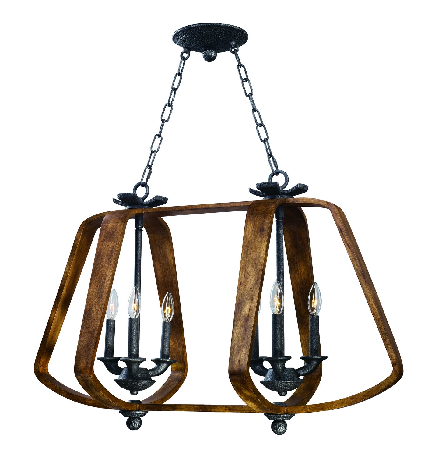 Maxim - 20927BWIO - Six Light Chandelier - Road House - Barn Wood / Iron Ore