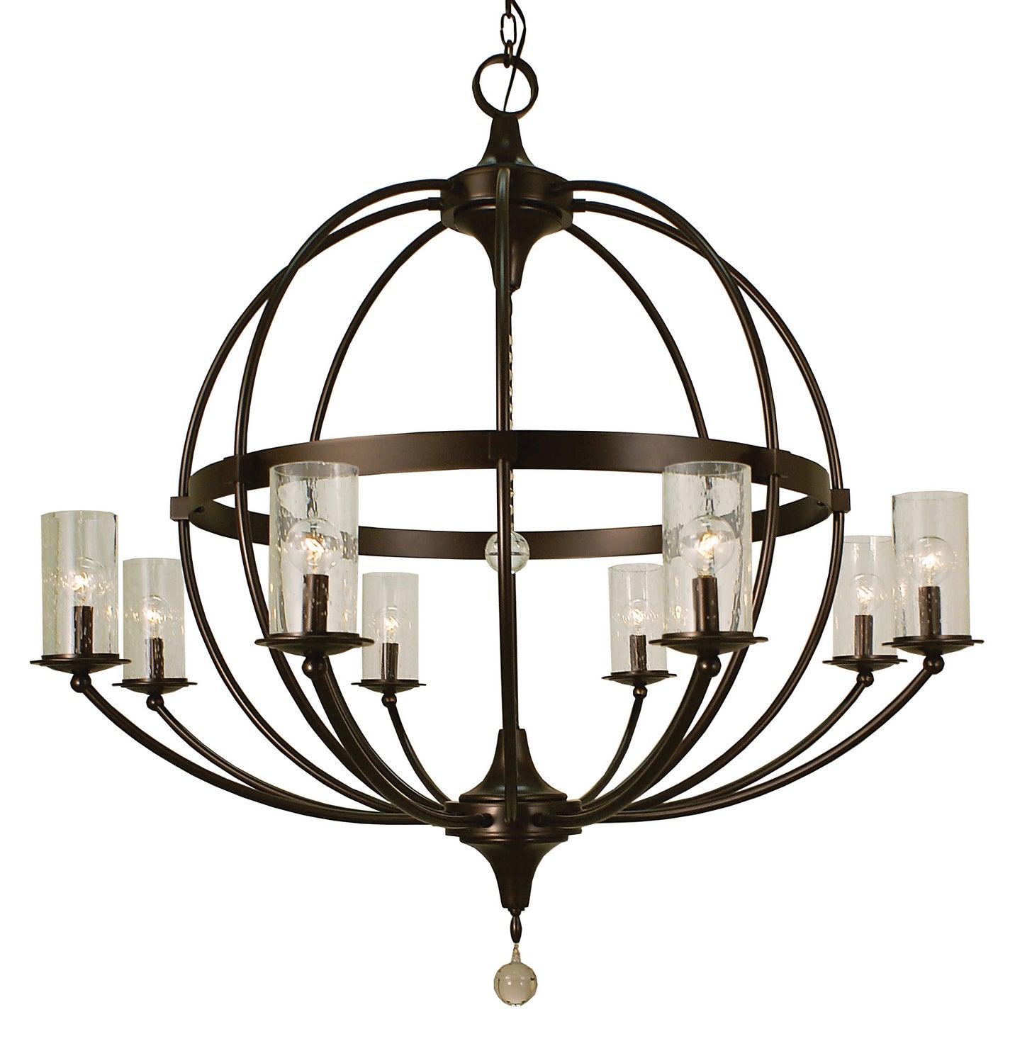 Framburg - 1078 MB/F - Eight Light Foyer Chandelier - Compass - Mahogany Bronze with Frosted Glass