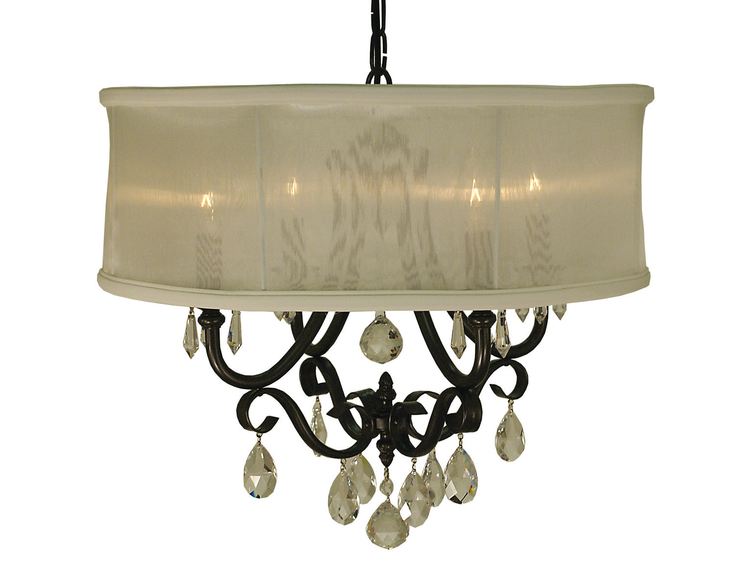 Framburg - 1234 MB/SWH - Four Light Chandelier - Liebestraum - Mahogany Bronze with Sheer White Shade