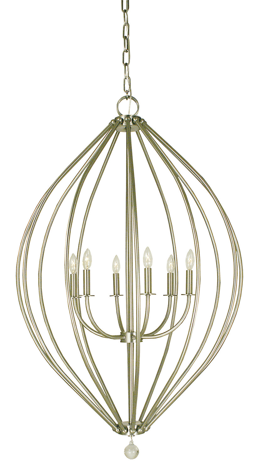 Framburg - 4346 BN - Six Light Foyer Chandelier - Dewdrop - Brushed Nickel