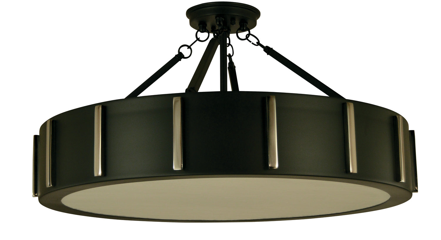 Framburg - 4596 MBLACK/PN - Four Light Flush / Semi-Flush Mount - Pantheon - Matte Black with Polished Nickel