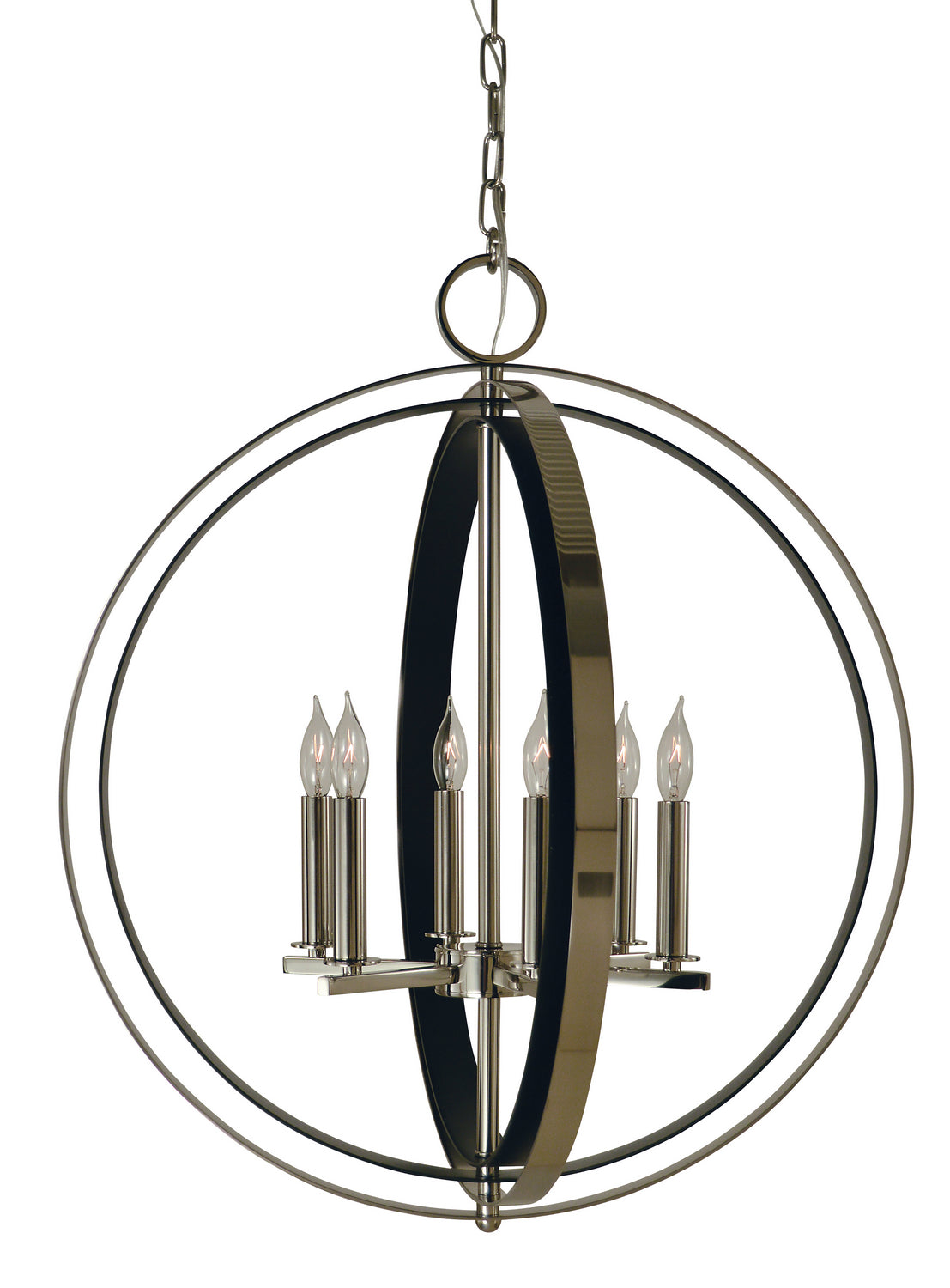 Framburg - 4655 PN/MBLACK - Six Light Chandelier - Constellation - Polished Nickel with Matte Black