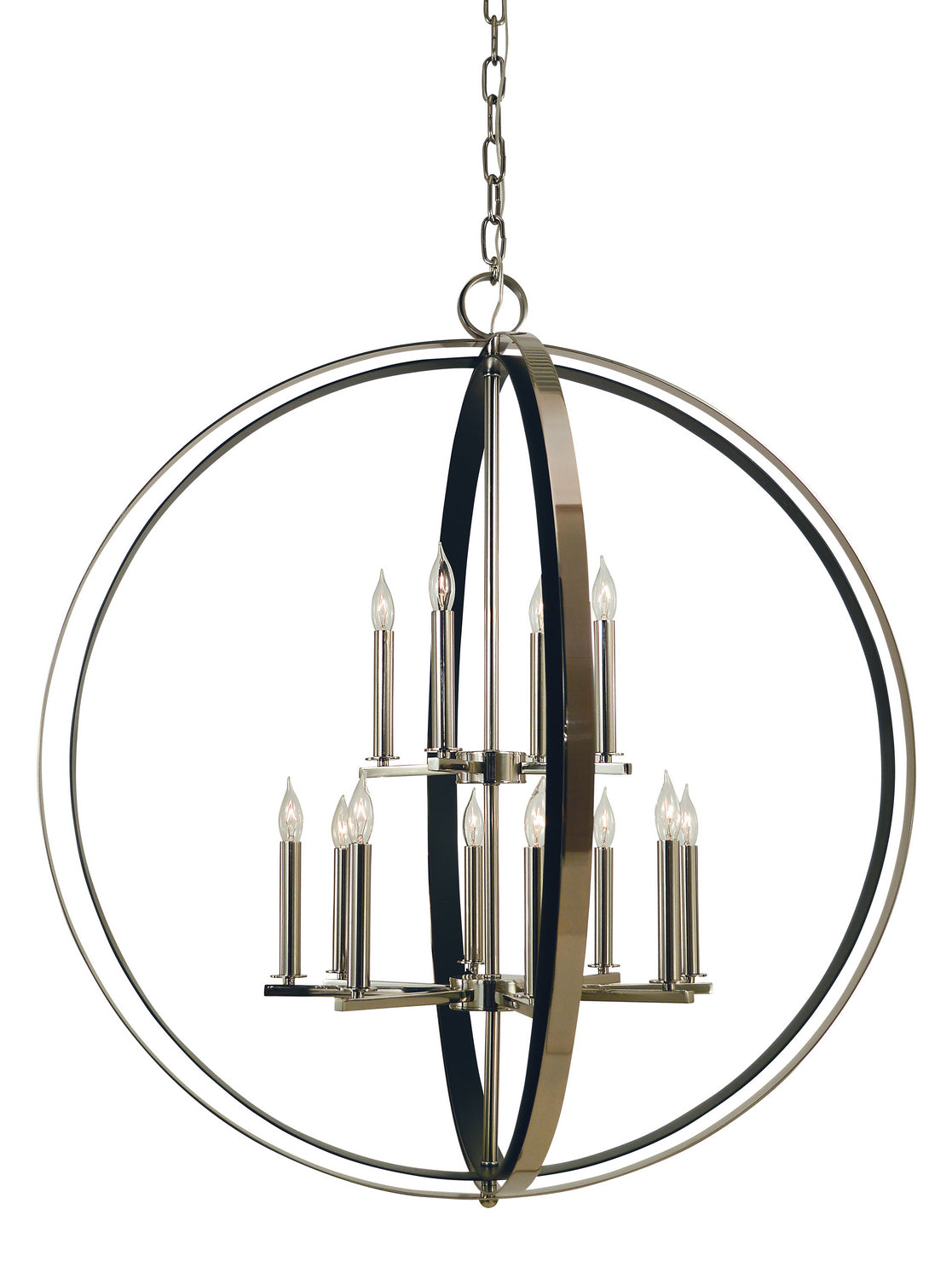 Framburg - 4658 PN/MBLACK - 12 Light Foyer Chandelier - Constell - Polished Nickel with Matte Black