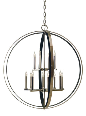 Framburg - 4658 PN/MBLACK - 12 Light Foyer Chandelier - Constell - Polished Nickel with Matte Black