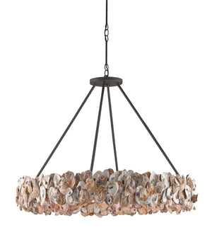 Currey and Company - 9672 - Eight Light Chandelier - Oyster - Textured Bronze/Natural