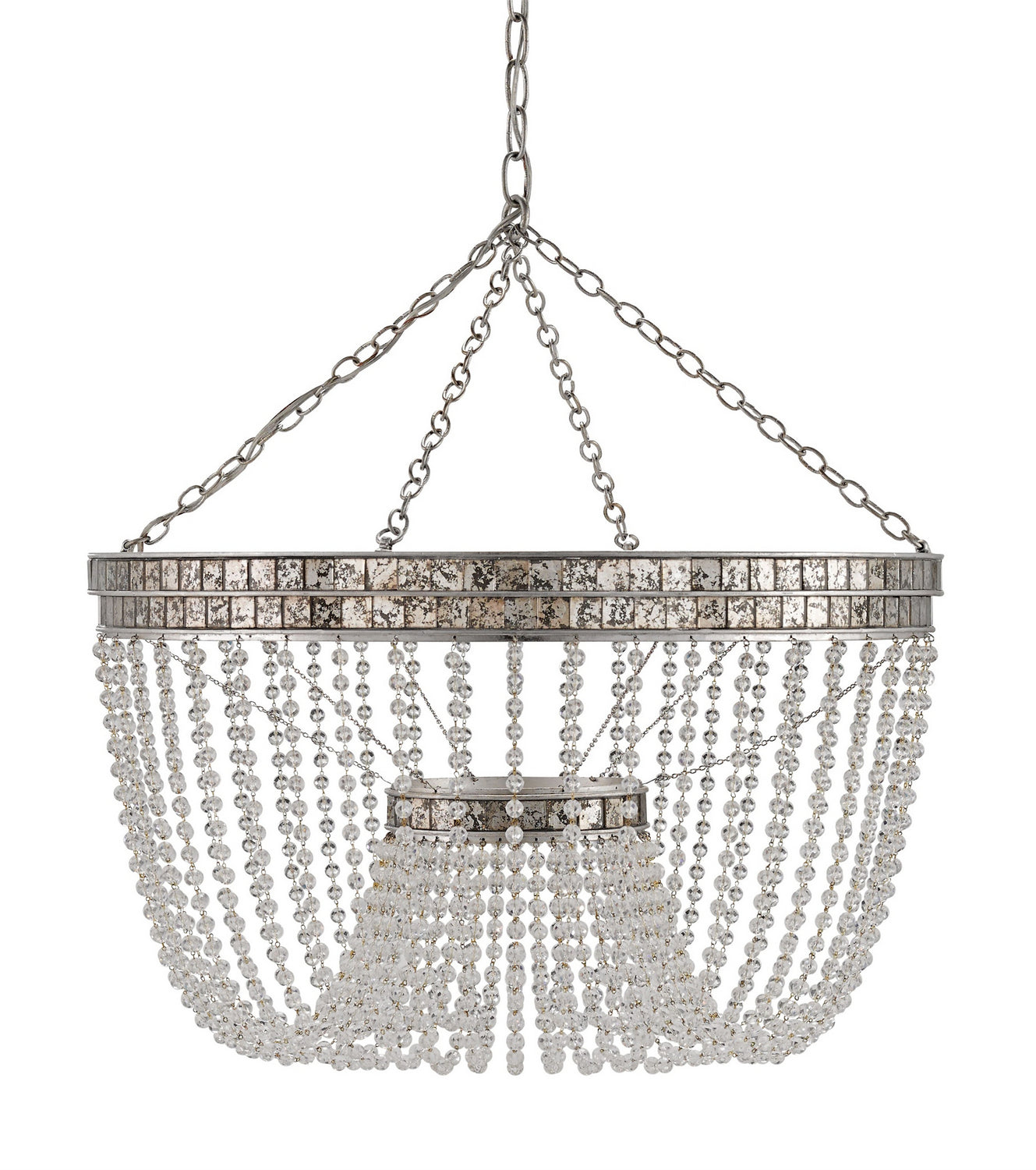 Currey and Company - 9685 - Eight Light Chandelier - Highbrow - Contemporary Silver Leaf/Distressed Silver Leaf